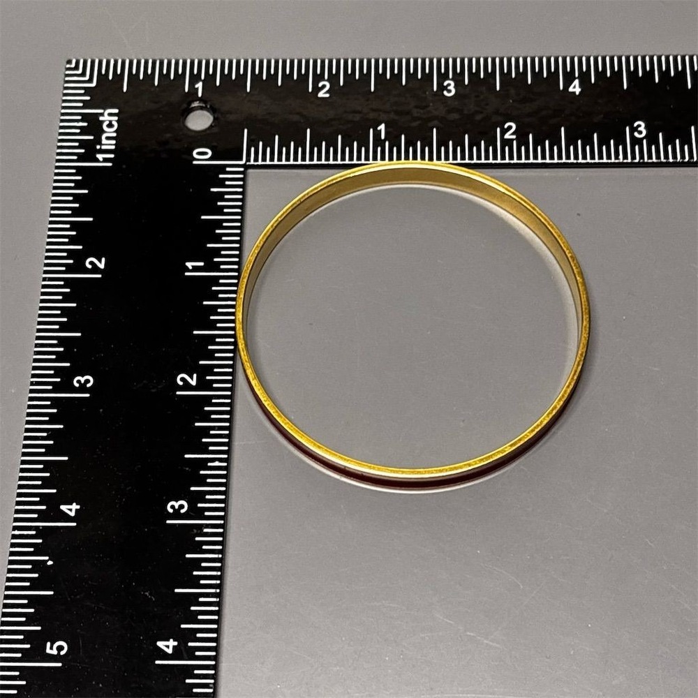 Vintage Monet Red Enamel Gold Tone Bangle Bracelet - Picture 7 of 9